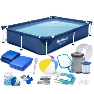 Basen ogrodowy stelażowy 221x150x43 cm Bestway zestaw 16w1 - Baseny ogrodowe - miniaturka - grafika 1