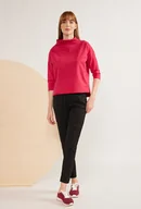 Bluzy damskie - Długa bluza z delikatnym półgolfem - Femestage - miniaturka - grafika 1