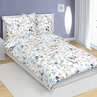 Pościel - Bellatex Pościel bawełniana Kwiaty niebieski, 140 x 200 cm, 70 x 90 cm - miniaturka - grafika 1