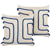 Poduszki dekoracyjne - 2 bawełniane poduszki w abstrakcyjny wzór 45 x 45 cm beżowo-granatowe PLEIONE - miniaturka - grafika 1