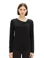 Koszulki i topy damskie - TOM TAILOR Damska koszulka z długim rękawem, 14482 – Deep Black, 3XL - miniaturka - grafika 1