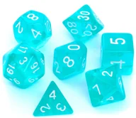Akcesoria do gier planszowych - Rebel komplet kości RPG, kryształowe - błękitne / szmaragdowe - miniaturka - grafika 1