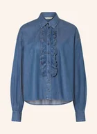 Bluzki damskie - Herrlicher Bluzka Jeansowa Lynella Z Falbankami blau - miniaturka - grafika 1