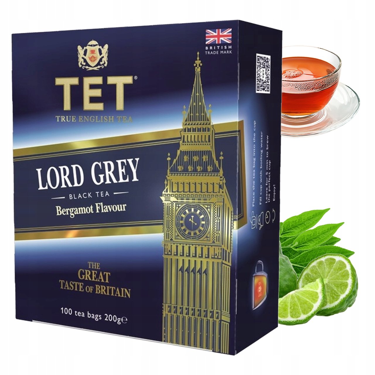 TET LORD GREY herbata czarna z aromatem BERGAMOTKI english tea 100 torebek