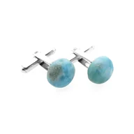 Spinki do mankietów i krawatów - Srebrne spinki do mankietów Larimar (S923) ø11 - miniaturka - grafika 1