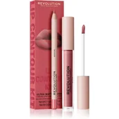 Szminki - Makeup Revolution Lip Contour Kit zestaw do ust Queen odcień - miniaturka - grafika 1