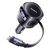 Ładowarki samochodowe - Baseus ładowarka samochodowa PD 1x USB-C 1x USB 90W + kabel USB-C - Lightning czarna - miniaturka - grafika 1
