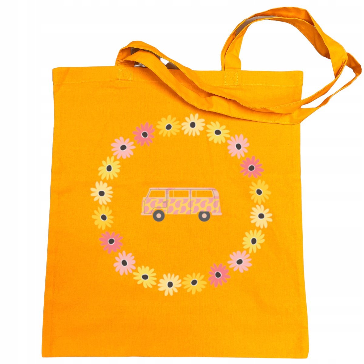 Torba na zakupy kolorowy nadruk KWIATY Van Retro