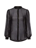 Bluzki damskie - Armani Exchange Bluzka damska Kobiety Szyfon czarny|złoty wzorzysty, S - miniaturka - grafika 1
