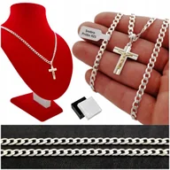 Naszyjniki męskie - Srebrny Męski Naszyjnik Z Krzyżykiem 925 + Grawer - miniaturka - grafika 1