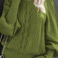 Swetry damskie - TEMU Elegancki damski granatowy sweter z długim rękawem i okrągłym dekoltem - miękki, prążkowany pulower, idealny na co dzień i na specjalne okazje, - miniaturka - grafika 1