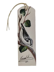 Zakładka drewniana z ptaszkiem - kowalik - Zakładki indeksujące - miniaturka - grafika 1