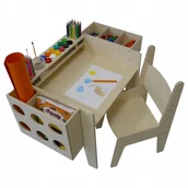 Zestawy mebli dla dzieci - STOLIK KRZESEŁKO REGULOWANA WYSOKOŚĆ + ORGANIZERY - miniaturka - grafika 1