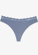 Majtki damskie - Niebieskie Bawełniane Majtki Stringi z Prążkowanego Materiału Sesivia - miniaturka - grafika 1