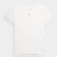 Koszulki i topy damskie - T-Shirt 4F 4FSS23TFTSF193 11S biały XS - miniaturka - grafika 1