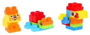 Zestaw klocków konstrukcyjnych dla dzieci 68 el. zwierzątka ZOO + naklejki - Klocki - miniaturka - grafika 5