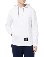 Bluzy męskie - Armani Exchange Męska bluza z kapturem z bawełny French Terry Basic, biała, mała, biały, S - miniaturka - grafika 1