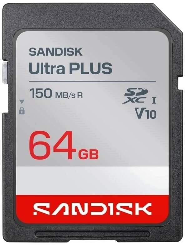 Karta PNY Sandisk Ultra PLUS SDXC karta 64GB UHS-I, V10, U1, C10, 150MB/s SDSDUBC-064G-GN6IN