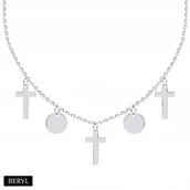 Biżuteria religijna - Naszyjnik CHOKER SREBRO 925 kółka krzyże - miniaturka - grafika 1