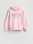 Bluzy damskie - Reserved - Bluza oversize z haftem - pastelowy róż - miniaturka - grafika 1