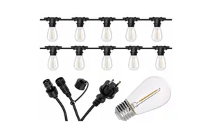 Girlanda ogrodowa 15 m czarna + 15 żarówek LED E27 1W - Lampy ogrodowe - miniaturka - grafika 1