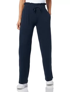 Spodnie damskie - Emporio Armani Damskie spodnie dresowe o luźnym kroju z prążkowanej dzianiny, morski, M - grafika 1