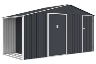 Domek narzędziowy Bergen 407 x 194 cm Grey z drewutnią - Altany ogrodowe - miniaturka - grafika 1