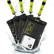 Etui i futerały do telefonów - Peli 4-pak morskich etui na telefon wodoodporne IP68 (rozmiar XL) pływające wodoodporne etui na telefon iPhone 16 Pro Max/iPhone 15 Pro/14 Pro/13/12/S24 - odpinana smycz - czarne/żółte Hi-Vis - miniaturka - grafika 1