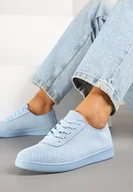 Trampki damskie - Jasnoniebieskie Tenisówki Ozdobione Perforacją Ellivea - miniaturka - grafika 1