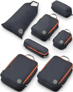 TRIPPED Travel Gear Duże kostki do pakowania w podróż, bardzo duże, kompresyjne organizery do bagażu, 7-częściowy zestaw, ultralekkie, rozszerzalne/kompresyjne torby na ubrania od TRIPPED Travel Gear - Moda i Uroda OUTLET - miniaturka - grafika 1