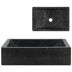 vidaXL Umywalka, 45 x 30 x 12 cm, marmurowa, czarna - Umywalki - miniaturka - grafika 1