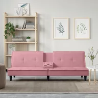 Sofy i kanapy - Rozkładana kanapa z uchwytami na napoje, różowa, aksamit Lumarko! - miniaturka - grafika 1