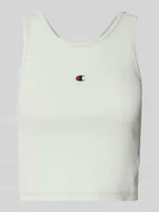 Koszulki i topy damskie - Top krótki o kroju fitted fit z wyhaftowanym logo - miniaturka - grafika 1