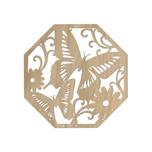 Drewniany łapacz snów / makrama – Motyl 10x10 cm - Wyposażenie pokoiku dziecięcego - miniaturka - grafika 1