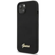 Etui i futerały do telefonów - Guess GUHCP13MLSLMGBK iPhone 13 6,1" black/czarny hardcase Silicone Script Gold Logo - miniaturka - grafika 1