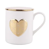 Kubki - Altom Kubek porcelanowy z pokrywką Big Heart, 400 ml, biały - miniaturka - grafika 1