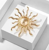 Broszki - Broszka słońce elegancka ozdoba złoty - miniaturka - grafika 1