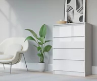 Komody - KOMODA 4 SZUFLADY BIAŁY/BIAŁY POŁYSK - miniaturka - grafika 1