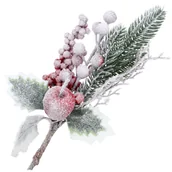 Ozdoby bożonarodzeniowe - Gałązka Świąteczna Pokryta Śniegiem Czerwona Jabłko - miniaturka - grafika 1