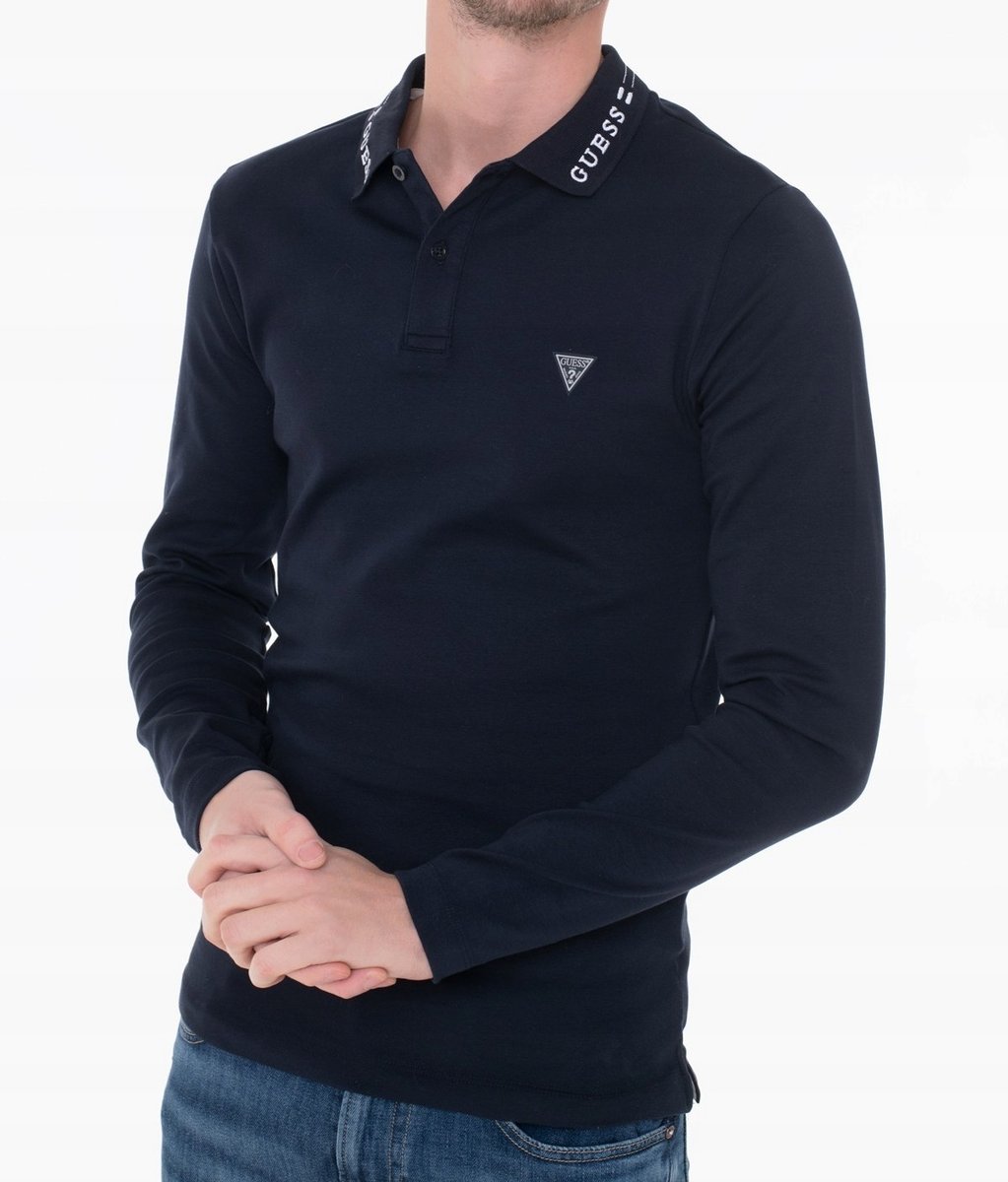 Koszulka polo męska z długim rękawem Guess M3RP36KBL51 bawełna rozmiar L