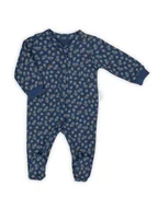 Pajacyki dla niemowląt - Niemowlęcy pajac bawełna z długim rękawem kwiatki granatowy Nicol,r.80 - miniaturka - grafika 1