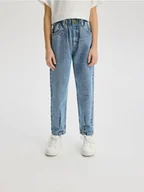 Spodnie i spodenki dla dziewczynek - Reserved - Jeansy baggy z haftem - niebieski - miniaturka - grafika 1