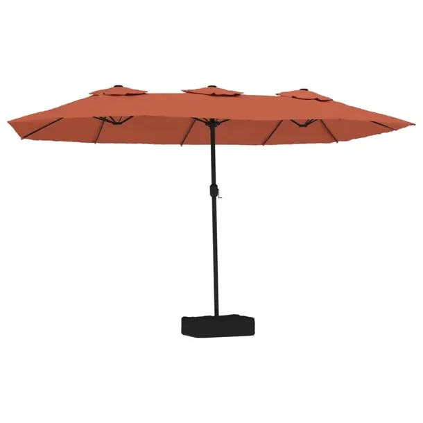 Podwójny parasol ogrodowy z mechanizmem korbowym, terakota/ciemnoszary, 44