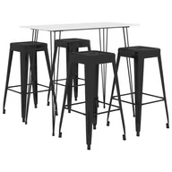 Stoły z krzesłami - vidaXL 5-częściowy zestaw mebli barowych, biało-czarny - miniaturka - grafika 1