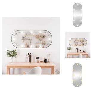 vidaXL Lustro ścienne z oświetleniem LED 40x90 cm szklane owalne - Lustro - Lustra - miniaturka - grafika 1