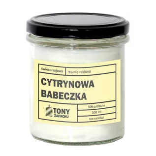 Świece - Świeca sojowa CYTRYNOWA BABECZKA - aromatyczna ręcznie robiona naturalna świeca zapachowa w słoiczku 300ml - grafika 1