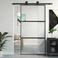 Drzwi wewnętrzne - Drzwi przesuwne, czarne, 102,5x205cm, szkło hartowane aluminium 8721012120372 - miniaturka - grafika 1