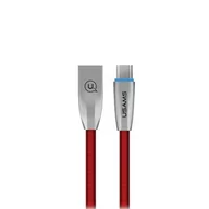 Kable USB - USAMS Kabel pleciony U-Light USB-C czerwony/red 1,2m TCZSUSB04 (US-SJ184) - miniaturka - grafika 1