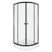 Kabiny prysznicowe - Novoterm Kabina prysznicowa z brodzikiem 80x80 Olga Black Kerra - miniaturka - grafika 1