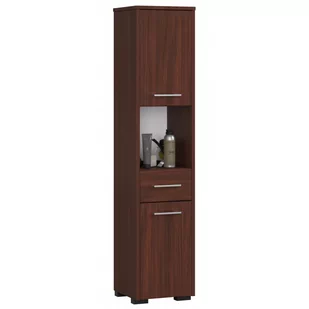 FABRYKA MEBLI AKORD Słupek Regał Łazienkowy Fin 2d 1sz 1w Wenge OP0LŁAZVEN001 - Szafki łazienkowe - miniaturka - grafika 1